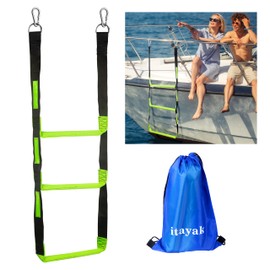 itayak 3 Step Boat Rope Ladder, Foldable Assist Boarding Outdoor Climbing Rope Ladder for Inflatable Boat, Pontoon Boat, Sailboat, Kayak, Motorboat, Canoeing