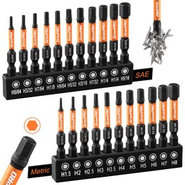 GRENPRO Drill Bit Set 22pcs, Allen Wrenches Sets, Allen Key Set, Hex Head Key Set, Impact Driver Bit Set, 1/4 Hex Shank Screwdriver Bit, Allen Socket Set, Long Metric SAE Allen Wrench Drill Bits Sets
