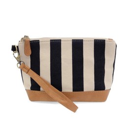 Joy Susan Women's Fashion Purse Awning Stripe Wristlet Canvas Bag Hand Bag - Black