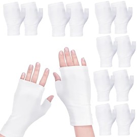6 pares de guantes de eccema sin dedos, guantes hidratantes para adultos, guantes de algodón sin dedos, guantes de algodón lavables y reutilizables, g