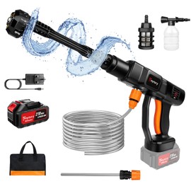 3.0Ah High-Flow Pressure Washer with 6-in-1 Sprayers,Cordless Pressure Cleaner with Brushless Motor,Red Power High Pressure Washer with 270L/H Max Flow Rate for Car Washing/Floor Cleaning