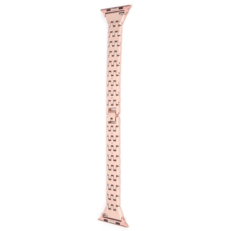 Watch Band Double Rows RhinestonesStudded Replacement Metal Strap for IOS