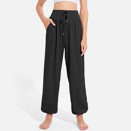 Women's Elastic Waist Jogger Harem Pilates Yoga Pants Yoga Pants Black/L