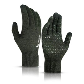TRENDOUX Winter Gloves for Men, Knit Glove for Women Cold Weather with Touch Screen Fingers - Non-Slip Grip - Thermal Liner - Elastic Cuff - Stretchy Material - Driving Running - Midnight Green - XL