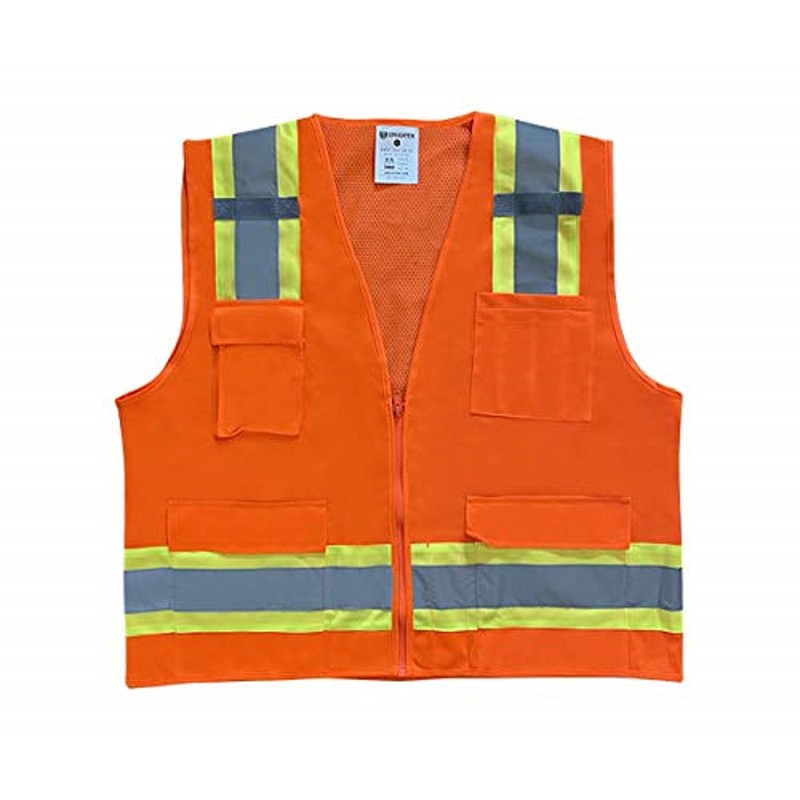Safety Main Premium High Visibility Surveyor Vest Solid Front Mesh