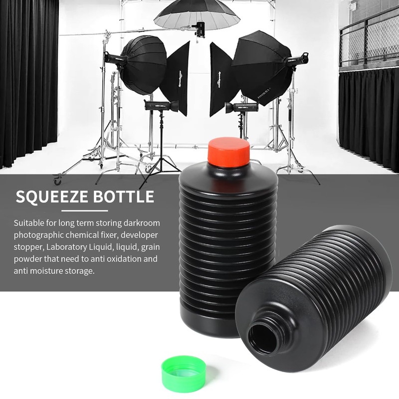 eTone 3X 1000ml Collapsible Darkroom Chemical Storage Bottles Foldable Liquid