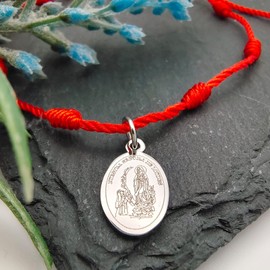 cotigo Bracelet with 7 Knots Red - with Saints or Virgin Made of Stainless Steel - Lucky Charm and Protection Evil Eyes for Couples and Friendship - Adjustable for Men and Women, Stainless Steel