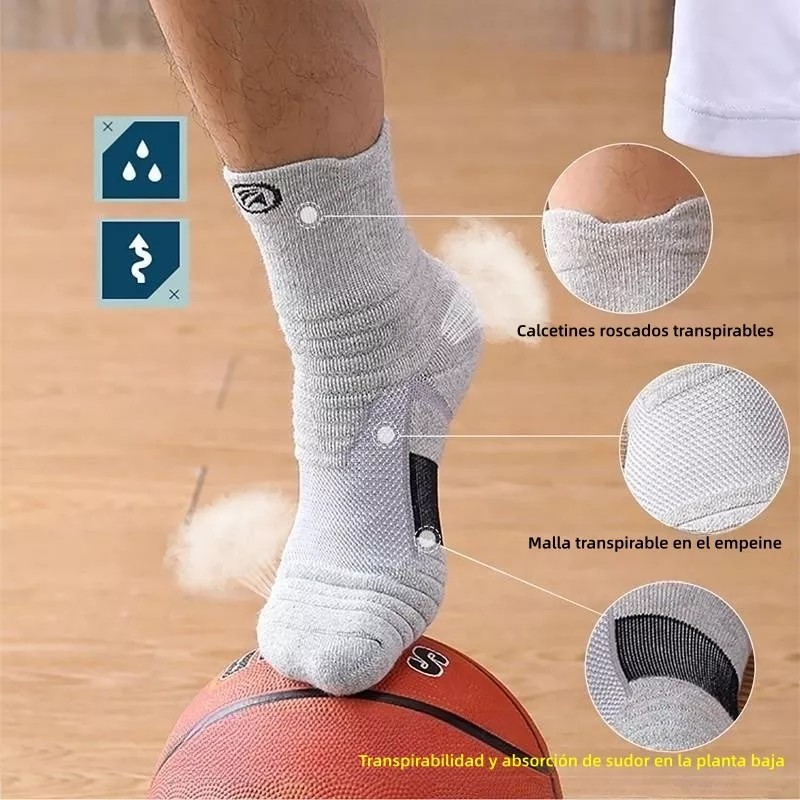 Mar de Estrellas 6 Pares Engrosado Calceta Deportiva Hombre 100%