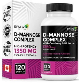 Renew Actives High Potency D-Mannose & Cranberry Complex 1000MG per 2 Capsules –