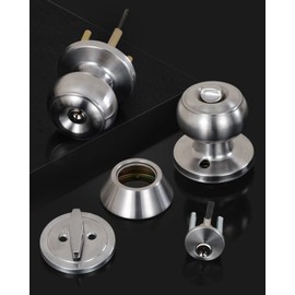 Lanwandeng (3 Sets) All Keyed Same Entry Door Knobs with Single Cylinder Deadbolt for Exterior Door Use, Satin Nickel Finish Round Ball Door Entry Locks
