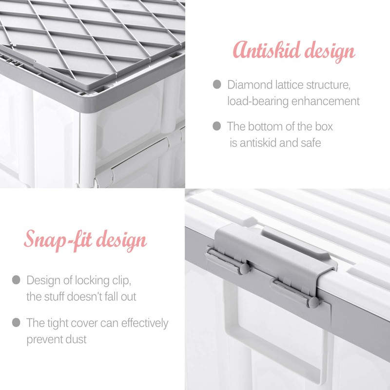 JUJIAJIA Collapsible Storage Bins with Lids 30L, Folding Plastic Stackable