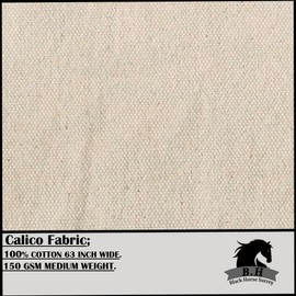 Calico Fabric 63 inch (160cm) Extra Wide Medium Weight, 100% Unbleached Natural Cotton, Premium Quality (1 Meter Calico)