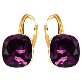Earrings 925 Silver Austrian Zirconia - 24 Carat Gold-Plated Jewellery for Women and Girls - Drop Earrings Ideal for Gifts for Women, Sterling Silver, Cubic Zirconia