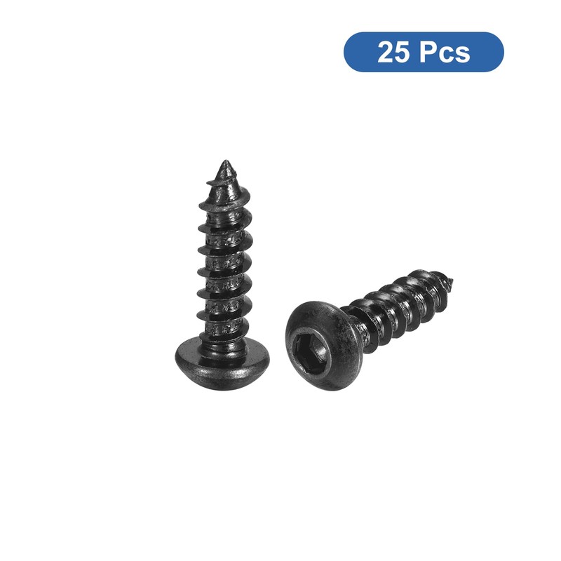 sourcing map Hex Socket Self Tapping Screws, M6 x 20mm