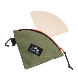 Glorisunity Coffee Filter Case Paper Filter Case Hario V60 Paper Filter Cone Waterproof Dustproof Camping Outdoor Carabiner Included Lightweight Portable Home Use (Olive)