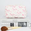 AMZMA Quilted Makeup Pouch,Cotton Puffy Makeup Bag, Coquette Cosmetic Bag