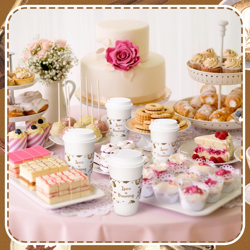 Jingmore 50 Pcs Coffee Bridal Shower Cup Sleeves Love Is