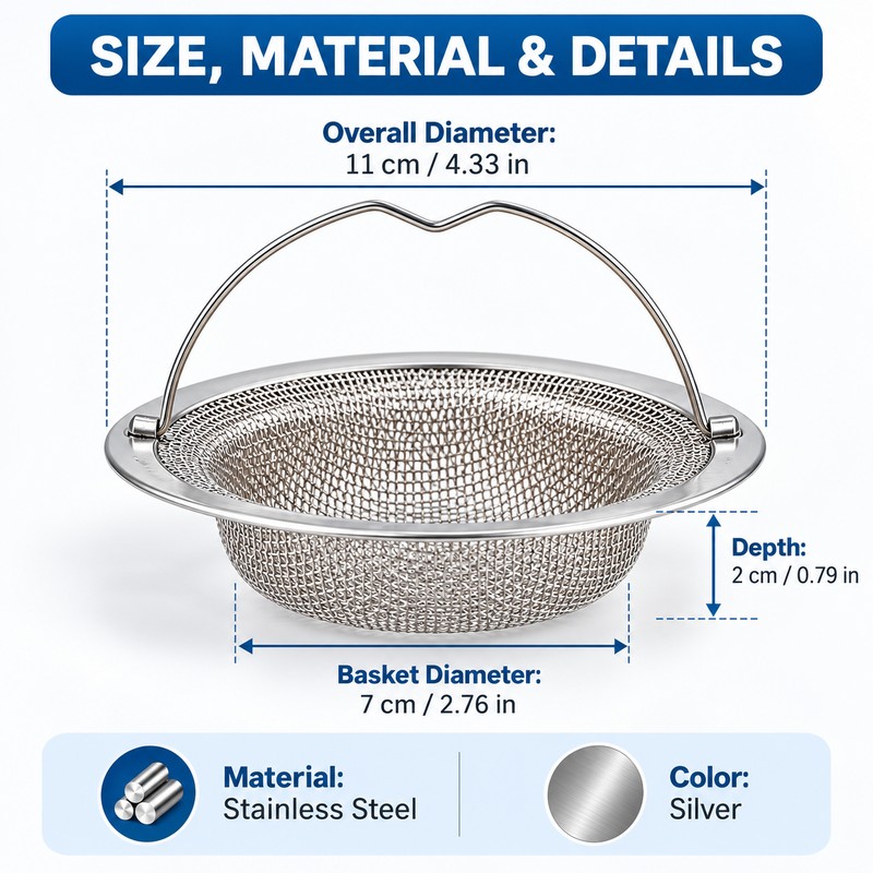 Stainless Steel Kitchen Sink Strainer Basket for Food Scraps –