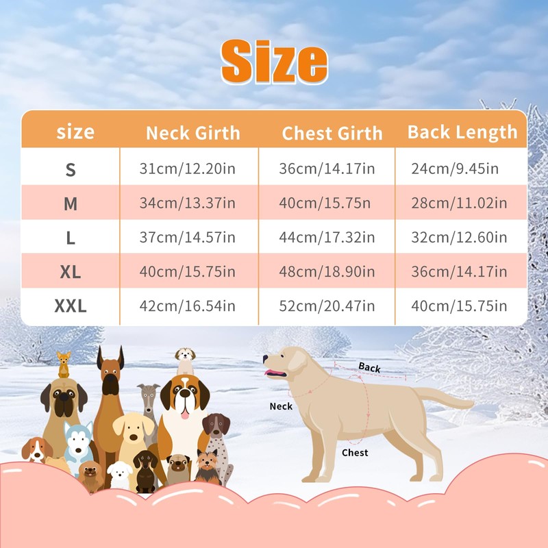 EOAMGO Dog Coat, Waterproof Dog Coat with Harness, Warm Coats