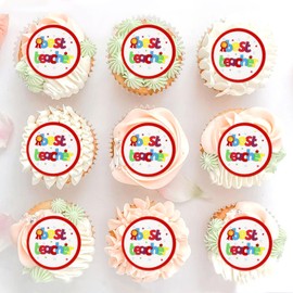 40Pcs Edible Best Teacher Cupcake Toppers School Safe Cupcakes & Teacher Cupcake Toppers Applicable for Opening Ceremony