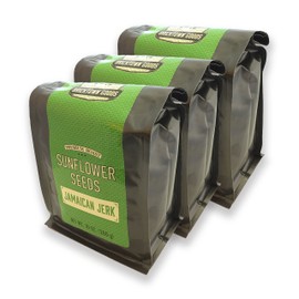 Jamaican Jerk Flavored Sunflower Seeds - 3 PACK - Seasoned and Roasted in Shell for a Bold Taste - 24 total oz.