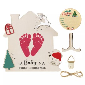 Lawrence Frames Baby First Christmas Gift DIY Wooden Footprint Frame Board Newborn Keepsake
