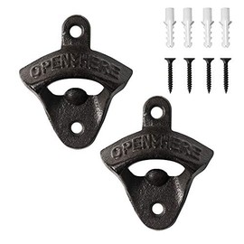 2PCS Cast Iron Wall Mounted Bottle Opener Vintage Rustic with Self-Tapping Screws for Home Garden Bar KTV Hotel HE06