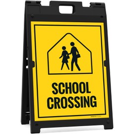 School Crossing Sidewalk Sign Kit, 18x24 Inches, With A Frame Stand, Made in USA