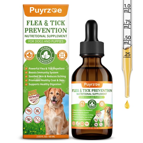Natural Flea and Tick Prevention for Dogs, 60ML Herbal Formula