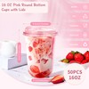 KesaPlan 50 Pack 16 oz Pink Round Bottom Plastic Party