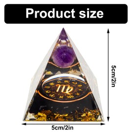 VBNZBK Orgonite Pyramid Crystals Pyramid Large Gemstones Pyramids Zodiac Sign Esoteric Zodiac Sign Gifts 12 Constellation Meditation Decoration Esoteric Decoration (Virgo)