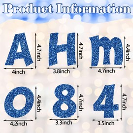 Colarr 216 Pcs Glitter Bulletin Board Letters for Classroom Numbers Alphabet Poster Board Letters with Adhesive Dots Punctuation Symbols Cutout Bulletin Board Display School Decor (Blue,4 Inch)