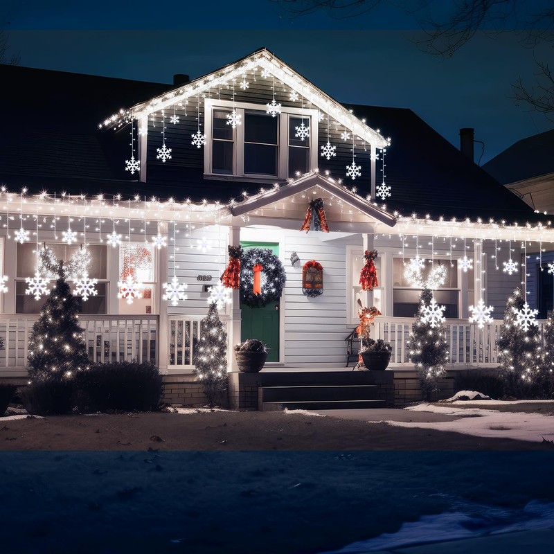Brightown Snowflake Lights,2 Sets Total 40Ft 456 Pure White LEDs,