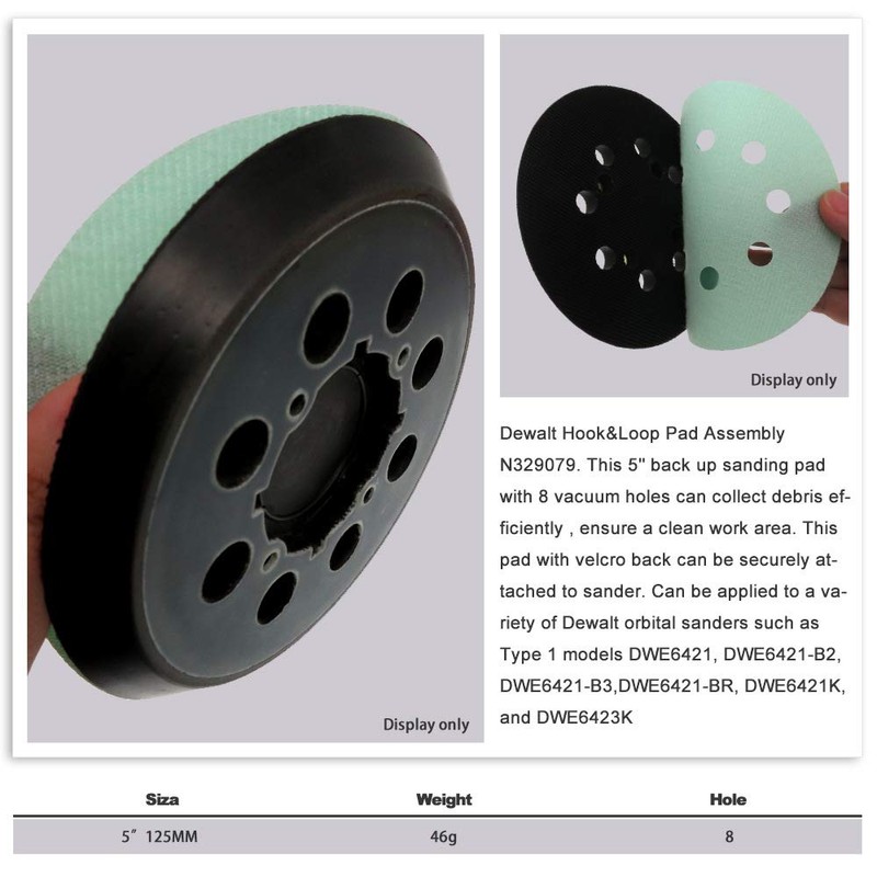 5 Inch Hook and Loop Sander Backing Pad for DWE6421,DWE6423,