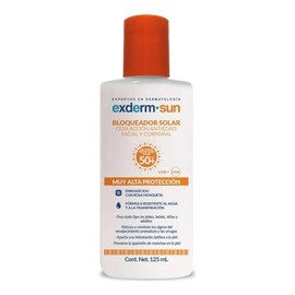 Exderm Sun Fotoprotector Solar Fluido FPS 50 125ml - Bloqueador Solar Antiedad con Aceite de Almendras y Rosa Mosqueta - Protector Solar Corporal y...