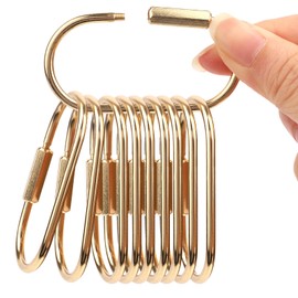 Tinoaly Pack of 10 Brass Keyrings, Golden Carabiner Hook with Secure Locking Screw, Brass Key Ring for Men and Women, Bags, Luggage Tag, Pet Collar Clips