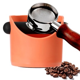 POPOYU Coffee Knock Box,Mini Espresso Knock Box,Orange Coffee Grounds Container Small Knock Box,with Shock-Absorbent Removable Knock Bar and Non-Slip Base,Grind Barista Accessories