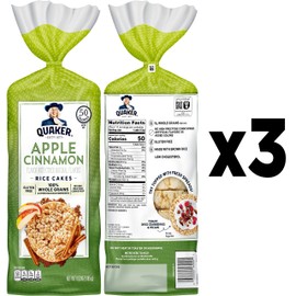 Quaker Large Rice Cakes, Apple Cinnamon, Pack of 3