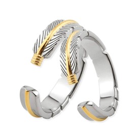 Pair Ring, Stainless Steel, Ring, Accessory, Feather, Feather, Yellow Gold, Anniversary, Birthday, Gift, Gift, Metal, No Gemstone