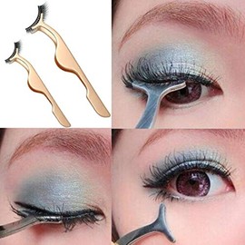 Ogquaton Simply Gorgeous False Eyelashes Extensions Applicator Remover Tweezer Clip Tool Gold Convenient and Practical
