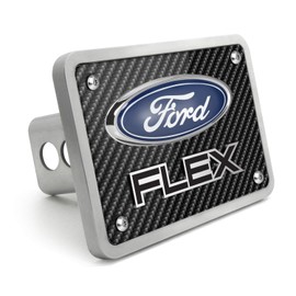 iPick Image Made for Ford Flex 3D Logo Carbon Fiber Texture Billet Aluminum 2 inch Tow Hitch Cover