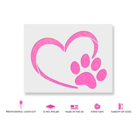 Heart Paw Stencil - Dog Stencil, Love Stencil, Paw Prints, Paw Print Stencil, Heart Paw Stencil