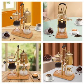 AGULIUM Belgian Royal Family Balance Syphon Coffee Maker, Gold Retro Elegant Coffee Maker Siphon Brewer, Vintage Classic Luxury Vacuum Coffee Maker, 400 ml