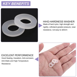 PATIKIL Nylon Flat Washers 6mm ID 12mm OD 1.5mm Thick M6 Hard Plastic Round Sealing Flange Gaskets-Applications for Machinery Electronics -[Qty 200 White]