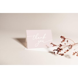 TRENDY FOX Blush Thank You Cards with Envelopes 25 Pack, Pastel Blank Note Cards for Wedding Birthday Baby Shower Party Supplies, Soft Pink Thank You Note Cards 4x6