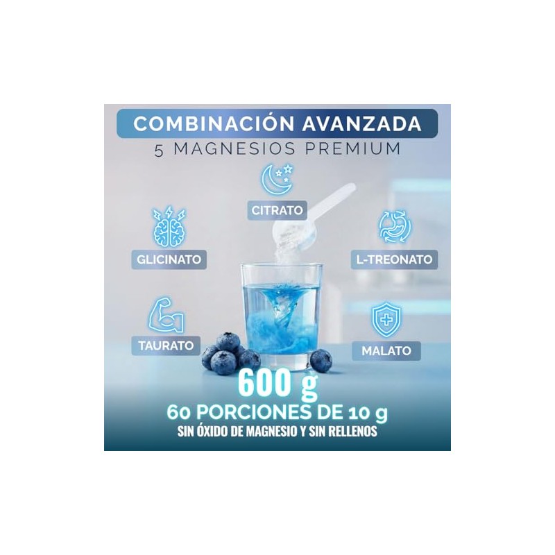 OBY Magnesio Complex 5 + Espirulina Azul Polvo Sabor Mora