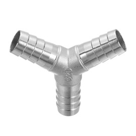 sourcing map 13/16" Y Shape Hose Barb Pipe Fitting, 304 Stainless Steel 3 Way Pipe Hose Pipe Fitting Adapter for Vacuum Systems, Industrial Pipe Connections, Silver