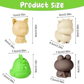 lasuroa 4pcs Bath Toys for Toddlers, Silicone Farm Animals Bath Play Bathtub Float Toys No Hole Free Shower Pool Toys for Water Play Kids Preschool Education Toy Learning Skills(Animal Type D)