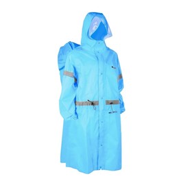 BlueField Unisex Reflective Outdoor Backpack Raincoat Rain Cover One-Piece Rain Poncho Cape Jacket for Hiking Camping Cycling (Blue, M)