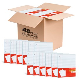 Notebook Paper Wide Ruled, Loose Leaf Paper Wide Ruled Notebook Paper Bulk, Lined Filler Paper for 3 Ring Binders - 10.5” X 8", for College, School Classroom - 100 Sheets/Pack (Bulk Buy - 48 Pack)